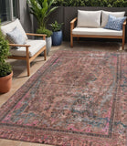 5' X 8' Pink And Mauve Medallion Washable Indoor Outdoor Area Rug