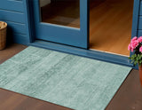 3' X 5' Aqua And Teal Blue Medallion Washable Indoor Outdoor Area Rug