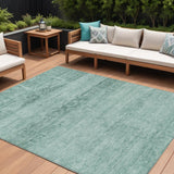 8' X 10' Aqua And Teal Blue Medallion Washable Indoor Outdoor Area Rug