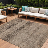 8' X 10' Brown And Taupe Medallion Washable Indoor Outdoor Area Rug