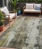 5' X 8' Pewter And Ivory Abstract Washable Indoor Outdoor Area Rug