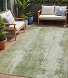 5' X 8' Sage And Ivory Abstract Washable Indoor Outdoor Area Rug