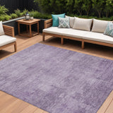 8' X 10' Lavender And Plum Abstract Washable Indoor Outdoor Area Rug