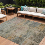 8' X 10' Sage And Beige Abstract Washable Indoor Outdoor Area Rug
