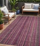 5' X 8' Pink Mauve And Blush Striped Washable Indoor Outdoor Area Rug