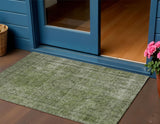 3' X 5' Green And Silver Medallion Washable Indoor Outdoor Area Rug