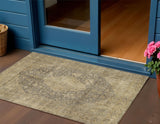 3' X 5' Brown And Beige Medallion Washable Indoor Outdoor Area Rug
