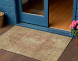 3' X 5' Rust And Beige Medallion Washable Indoor Outdoor Area Rug