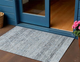 3' X 5' Blue And Gray Trellis Washable Indoor Outdoor Area Rug