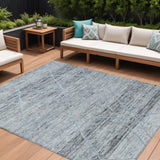 8' X 10' Blue And Gray Trellis Washable Indoor Outdoor Area Rug