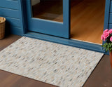 3' X 5' Linen And Gray Geometric Washable Indoor Outdoor Area Rug