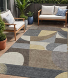 5' X 8' Brown Taupe And Wheat Geometric Washable Indoor Outdoor Area Rug