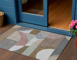 3' X 5' Brown Ivory And Mauve Geometric Washable Indoor Outdoor Area Rug