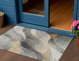 3' X 5' Gray Silver And Rust Abstract Washable Indoor Outdoor Area Rug