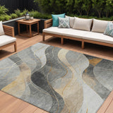 8' X 10' Gray Silver And Rust Abstract Washable Indoor Outdoor Area Rug