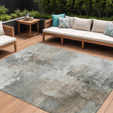 8' X 10' Ivory Gray And Khaki Abstract Washable Indoor Outdoor Area Rug