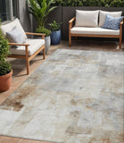 5' X 8' Linen Gray And Ivory Abstract Washable Indoor Outdoor Area Rug