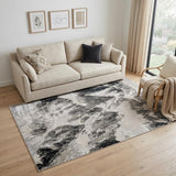 5' X 8' Black And Silver Abstract Area Rug
