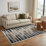 5' X 8' Gray And Black Abstract Distressed Area Rug
