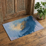 2' X 3' Blue Gold And Gray Abstract Hand Tufted Area Rug