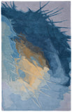 2' X 3' Blue Gold And Gray Abstract Hand Tufted Area Rug