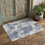 2' X 3' Blue And Ivory Abstract Hand Tufted Area Rug