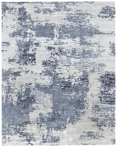 2' X 3' Blue And Ivory Abstract Hand Tufted Area Rug