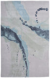 2' X 3' Green Blue And Ivory Abstract Hand Tufted Area Rug