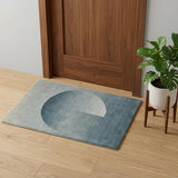 2' X 3' Blue And White Geometric Hand Tufted Area Rug