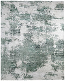 2' X 3' Green And White Abstract Hand Tufted Area Rug