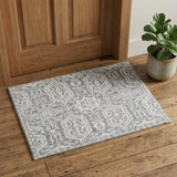 2' X 3' Gray And White Geometric Hand Tufted Area Rug