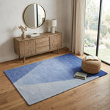 4' X 6' Blue And Gray Geometric Hand Tufted Area Rug