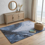 4' X 6' Blue Black And Gray Abstract Hand Tufted Area Rug