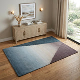 4' X 6' Taupe Blue And Tan Geometric Hand Tufted Area Rug