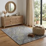 4' X 6' Blue Green And Gray Abstract Hand Tufted Area Rug