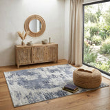 4' X 6' Blue And Ivory Abstract Hand Tufted Area Rug
