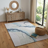 4' X 6' Green Blue And Ivory Abstract Hand Tufted Area Rug