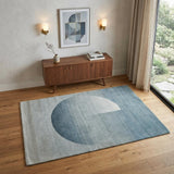 4' X 6' Blue And White Geometric Hand Tufted Area Rug