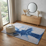 4' X 6' Blue And Gray Abstract Hand Tufted Area Rug