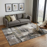 5' X 8' Gray Taupe And Ivory Abstract Distressed Area Rug
