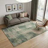 5' X 8' Green Ivory And Brown Abstract Distressed Area Rug
