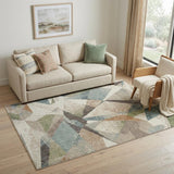 5' X 8' Ivory Blue And Green Checkered Area Rug