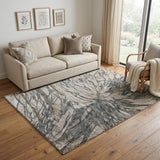 5' X 8' Gray Green And Ivory Abstract Area Rug
