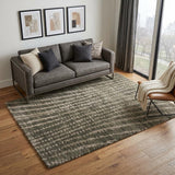 5' X 8' Green And Tan Abstract Area Rug