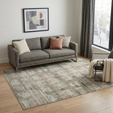 5' X 8' Ivory Gray And Green Abstract Distressed Area Rug