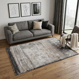 5' X 8' Gray Ivory And Taupe Abstract Distressed Area Rug