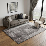 5' X 8' Gray Black And Taupe Abstract Distressed Area Rug