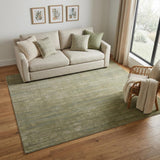 5' X 8' Green And Tan Area Rug