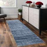 8' Blue And Gray Runner Rug