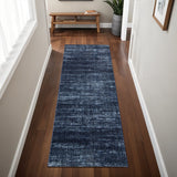 8' Blue And Black Runner Rug